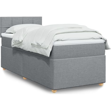 Boxspringbett mit Matratze Hellgrau 100x200 cm Stoff