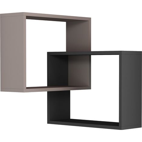 Set di 2 mensole angolari da parete in legno "Ring" - 68 x 60 x 68 cm - Marrone chiaro moka (1/3)