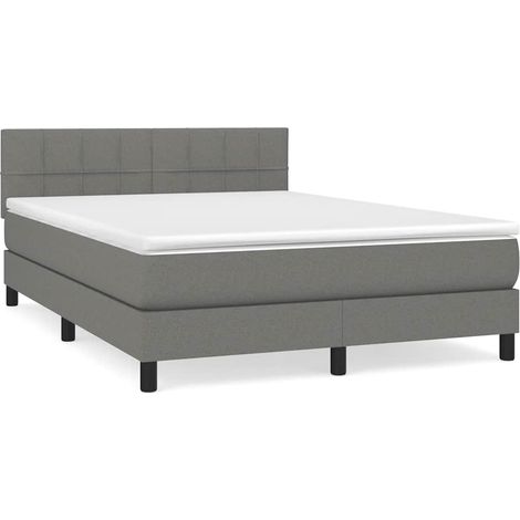 Maison Exclusive - Cama box spring con colchón tela gris oscuro 1 (1/5)