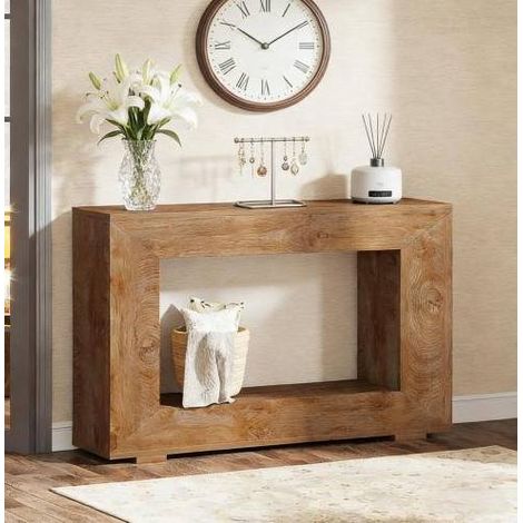 Tisch Konsole aus Holz Braun 120 cm mit Stauraum, rustikaler Landhausstil (1/5)