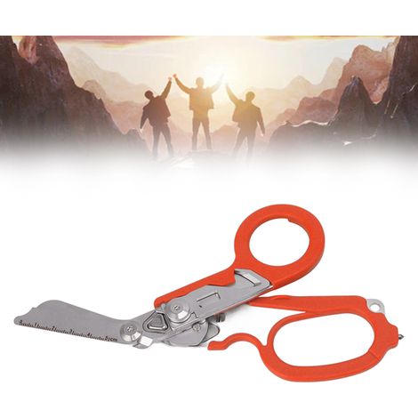 Ciseaux de Secours Pliable Multifonction Orange Stainless Steel pour Camping Outdoor (1/5)