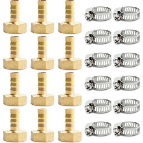 Lot de 12 Raccords cannelés, Laiton, Filetage BSP, 10 mm, Outils pneumatiques (1/5)