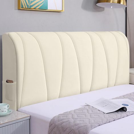 CCYKXA (Weiß, 120 cm) 110/130 Kopfteilbezug, weicher Stretch-Samtstoff, staubdichter Kopfteilbezugschutz, universelles Verdickungskopfteil für gepolstertes Kopfteil (1/5)