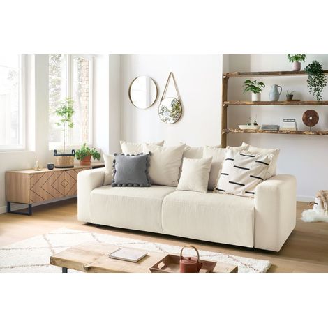 Bobochic – Canapé droit convertible coffre 3 places – Tissu velours côtelé – Longueur 245 cm – Largeur 102 cm – Hauteur 88 cm – Style bord de mer (1/5)