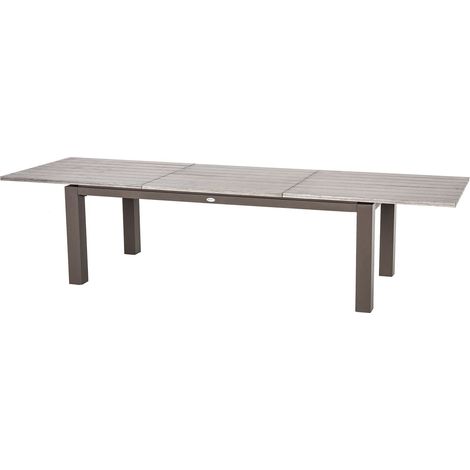 Hesperide – Table de jardin extensible 10 personnes – Aluminium traité époxy – Dimensions L. 220/320 x l. 100 x H. 76 cm – Rallonges papillons