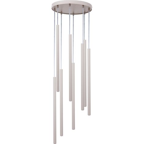 Lampada sospensione SOPEL 8 luci tonda grigio-beige (1/3)