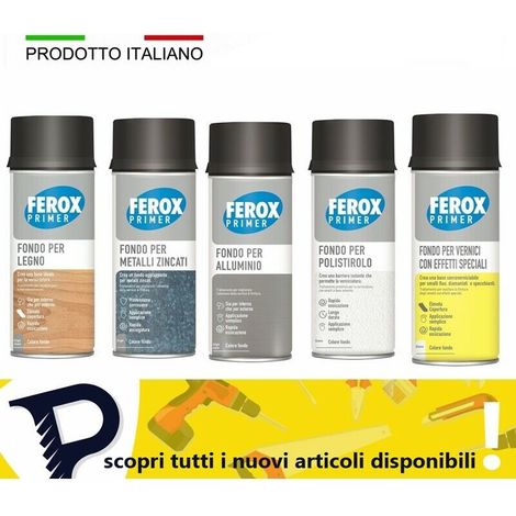Ferox Primer fondo vernici speciali metallo alluminio polistirolo legno interno e esterno rapida essiccazione – per POLISTIROLO (1/2)
