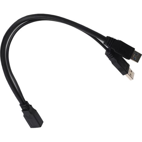 Câble d'extension de 30 cm avec convertisseur d'alimentation auxiliaire USB 3.0 femelle vers double mâle pour disque dur mobile 2,5 pouces (1/5)