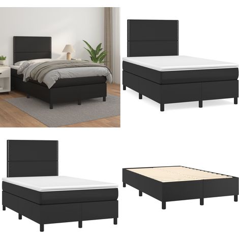 Boxspringbett mit Matratze Schwarz 120x200 cm Kunstleder - Boxspringbett - Doppelbett - Bettenrahmen - Kunstlederbett - Schwarzes Bett - Home & Living (1/5)