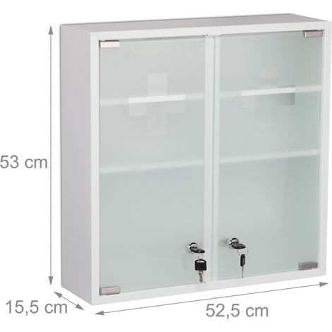 Armoire à pharmacie murale verrouillable 3 compartiments rangement optimal style moderne 80 x 60 x 15 cm en métal blanc (1/3)