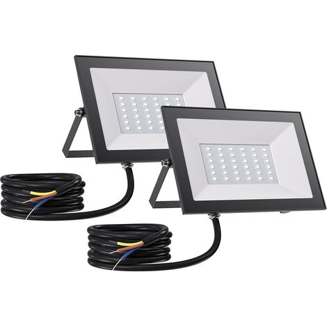 Projecteur LED Extérieur 30W 2 Pièces, 3000LM Superlumineux, 6500K Blanc Froid Projecteur LED, IP65 Étanche Lampe Exterieur pour Jardin, Patio, Cour, Entrée, Garage, Sans Prise (1/5)