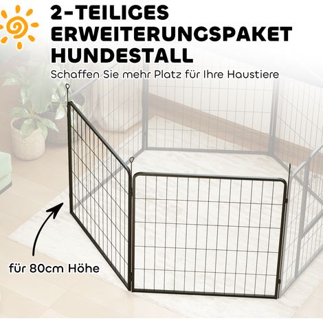 Lot de 2 panneaux d'agrandissement pour parc à chiots, barrière pour chien, zone de jeu pour animal, clôture en acier pour petit chien, gris