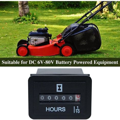 JR-HM001 Mechanischer Betriebsstundenzähler Rechteckiger Betriebsstundenzähler für 6-80V DC-Stromversorgungsgeräte wie z. B. Golfwagen (1/4)