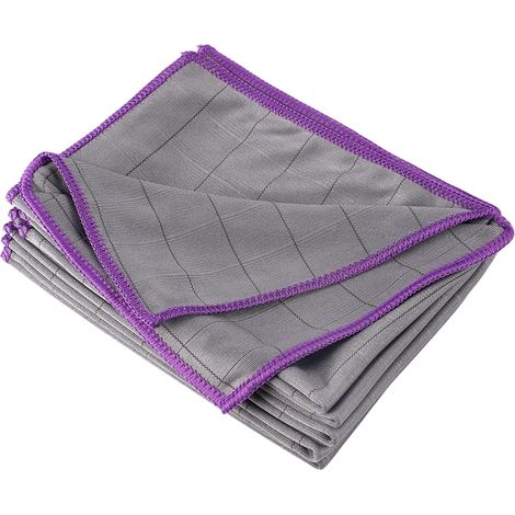 Lot de 6 Chiffons en Fibre de Carbone, Chiffon en Fibre de Carbone Sans Trace Absorbant, Chiffon Magique Microfibre Carbone, Réutilisable Lavable, pour Vitres, Miroirs, Écrans (Pourpre, 40 X 30 cm) (1/5)