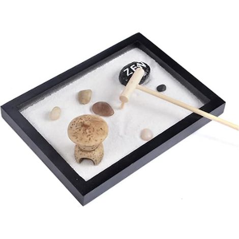 Kit de jardin de méditation avec sable blanc et pierres décoratives - Accessoires pour la maison et le bureau (Style A)