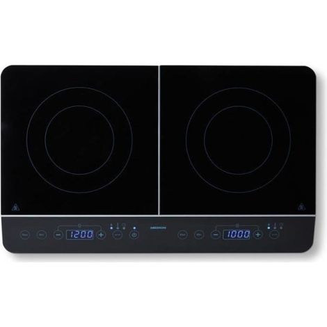 Plaque induction posable 2 feux 3500W – Panneau de contrôle sensitif – Minuteur 180 min – Reconnaissance récipients – Verrouillage enfant – Medion