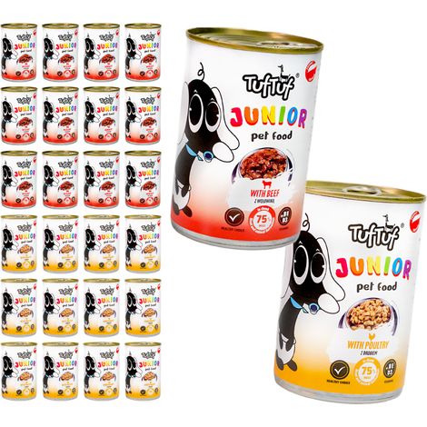 TufTuf JUNIOR Rindfleisch + Geflügel Dose 24x415g Komplett (1/5)