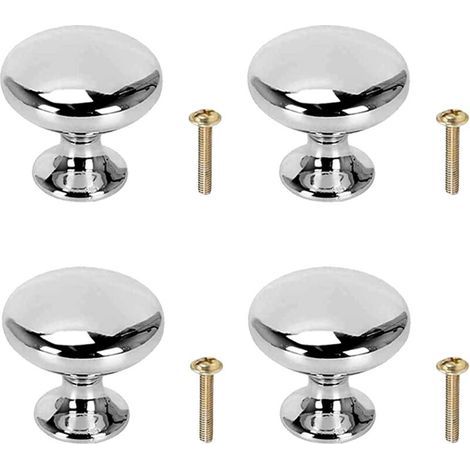 Silberne Schranktürknöpfe, polierte Chrombeschläge, runder pilzförmiger Türgriff für Schrankschublade (30 mm) (1/4)