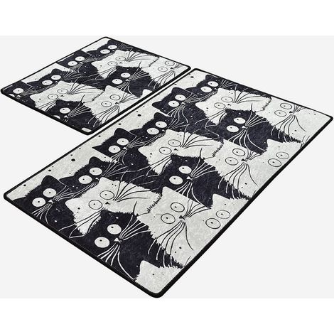 Set rutschfeste Waschbare Badematten White Cats