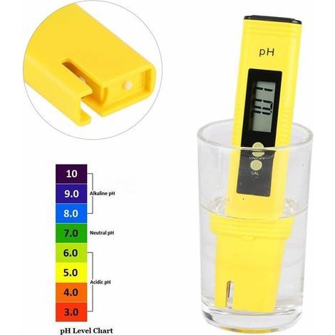 PH Stylo de mesure numérique avec écran LCD numérique 0,00-14,00 Plage de mesure 0,01 pH pour aquarium, eau de piscine (1/4)