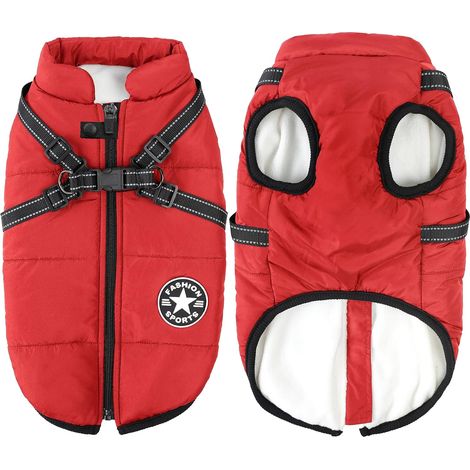 1 Manteau Chien Imperméable,Veste Hiver Rembourrée,Harnais Intégré,Sangle Réglable,Petit Chiot (1/5)