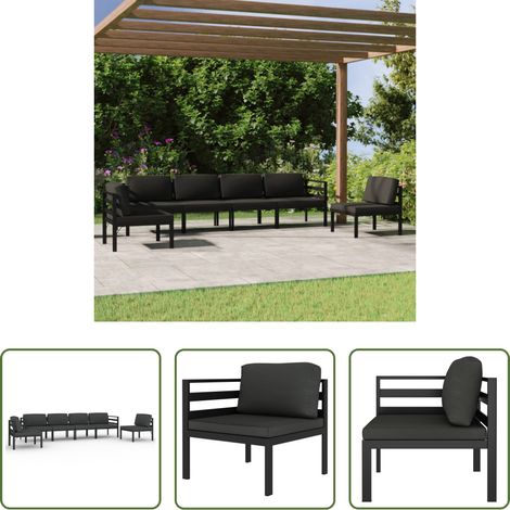 vidaXL Gartenmöbel -  6-tlg. Garten-Lounge-Set mit Kissen Aluminium Anthrazit (1/5)