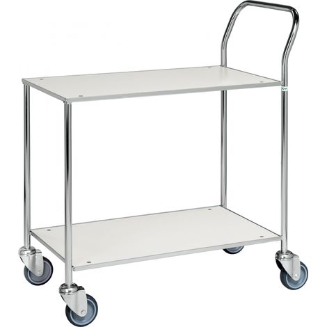 Kongamek Tischwagen voll verschweisst, weiss mit verzinktem Rahmen 755x430mm Ladefläche und Bremse