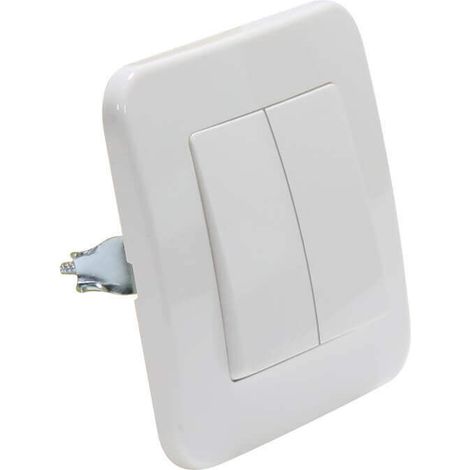 IluminaShop - Interruptor Empotrable Doble Conmutado Blanco Basic Marco Incluido (1/3)
