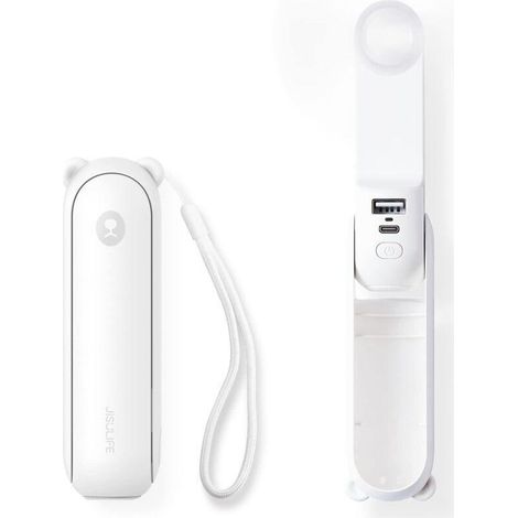 Filiyano-Mini ventilateur portable 3 en 1. Rechargeable. Ventilateur à piles avec batterie externe - Blanc (1/5)