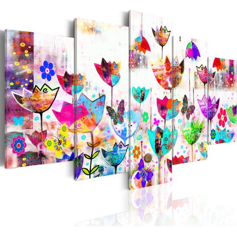 Tableau Imprimé "Tulipes dans la Pluie" 50 x 100 cm (1/2)