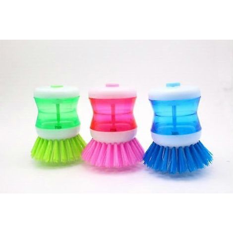 Ensemble de 3 brosses à vaisselle avec distributeur de savon pour nettoyer la vaisselle, les casseroles et les poêles. (1/5)