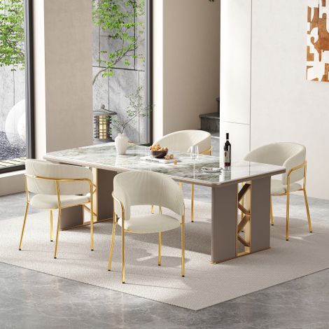 4 chaises modernes à pieds inclinés et réglables, revêtues de velours côtelé, idéales pour le salon, un espace de bureau ouvert ou une salle à manger (beige).