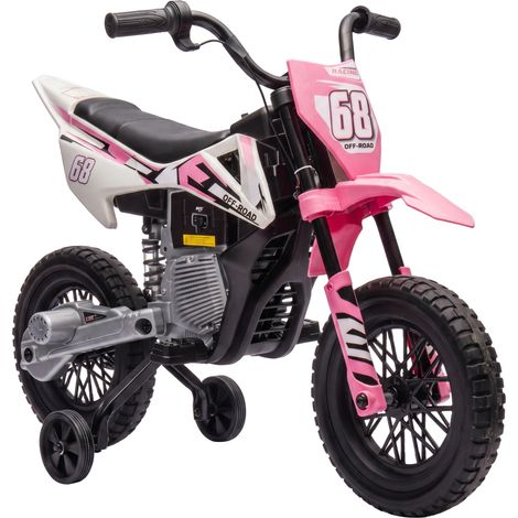 AIYAPLAY 12V Ride On Motorbike with Removable Training Wheels, Pink (1/5)