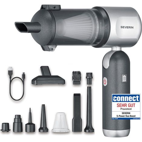 Mini Aspirateur à Main sans Fil - Aspirateur Voiture Puissant 17000Pa/120W, 3-en-1 Souffleur, gonfleur, aspirateur - 3 Vitesses - Voiture, Maison, Poils d'animaux - Anthracite, HV 7149 (1/5)