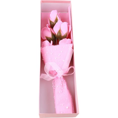Coffret cadeau de fleurs de savon artificielles pour la fête des mères (roses en savon). (1/5)