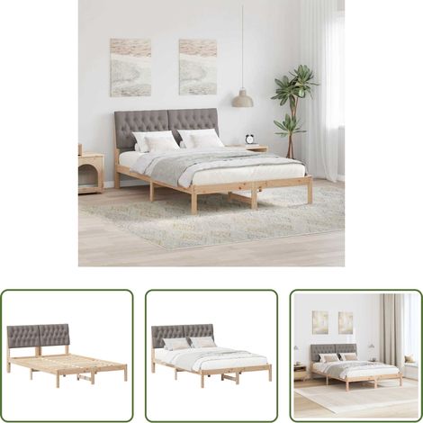 Plattformbett - Bettgestell mit gepolstertem Kopfteil Braun 135 x 190 cm (1/5)