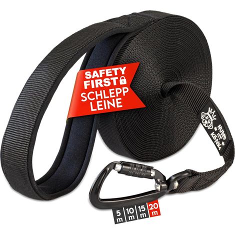 1 - Laisse Chien - Nylon Robuste - Longueur 20 m Largeur 25 mm - Pour Dressage Et Sport Canin Grand Chien - Noir