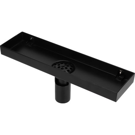 Siphon de sol rectangulaire linéaire en acier inoxydable 304, finition noir mat, 30 cm (1/5)