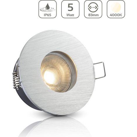 Einbauspot IP65 rund - Farbe: Alu-gebürstet - LED Leuchtmittel:  GU10 5W neutralweiß (1/5)