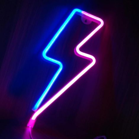Enseigne Néon Lampe de Nuit LED en Forme d'Éclair – Batterie et USB Décoration d'Intérieur Chambres (1/4)
