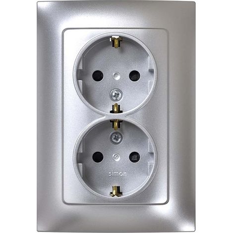 Doble base enchufe con tt simon s10 aluminio (1/3)