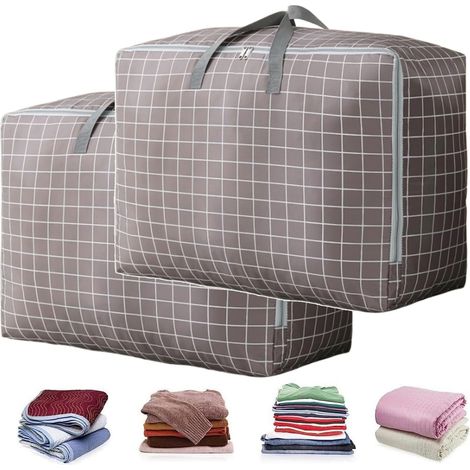 Lot de 2 sacs de rangement pour vêtements de 75 L,sacs de rangement de grande capacité,sacs de rangement pour oreillers, couettes,couvertures,pliables (1/5)