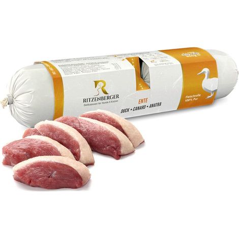 Canard doubles rouleaux (2x400g) viande pure nourriture humide pour chien Ritzenberger (1/3)