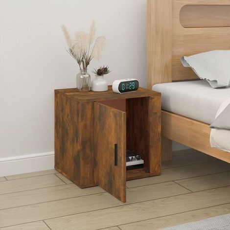 Table de Chevet en Chêne Fumé, 50x39x47 cm, Meuble de Rangement Moderne pour Chambre à Coucher (1/5)