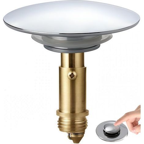 Bathtub Plug, Basin Pop-up Drain Plug Universal Brass Spring Bolt Sink Plug Pop Up Sink Drain Valve Bathroom Accessory for Bathtub Kitchen Bath (1/5)