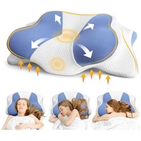 Oreiller cervical - Oreiller orthopédique pour les douleurs aux épaules et au cou, oreiller en mousse à mémoire de forme pour les personnes dormant sur le ventre, le dos et le côté, oreiller ergonomiq (1/5)
