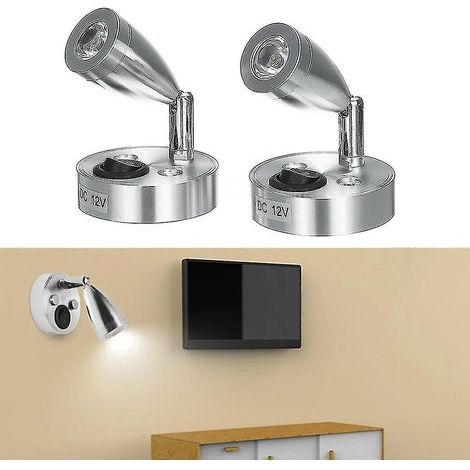 2024 Lot de 2 lampes de lecture LED blanc froid 12 V CC 3 W 6000 K pour camping-car, caravane, bateau, applique murale, lampe de chevet, éclairage intérieur pour maison ou remorque (1/4)