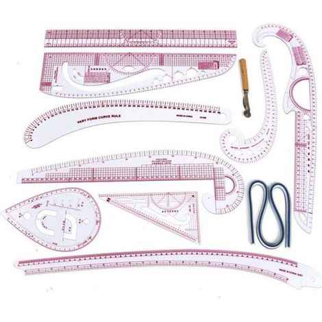 Règle Vêtement - 30 cm - Transparente en Plastique - Pour Dessin Couture et Patronnage - 10 Pièces (1/3)