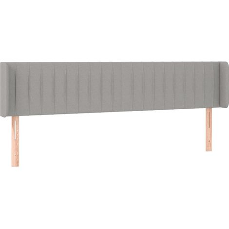 Testiera complemento letto arredo camera da letto con bordo laterale 183 x 16 x 78/88 cm tessuto grigio chiaro TDL0205208