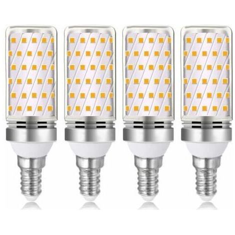 Set mit 4 E14-LED-Lampen, 16 W, warmweißes Licht, 3000 K, 1600 lm, entspricht einer E14-Halogenlampe mit 100 W bzw. 120 W, 230 V Wechselstrom, nicht dimmbar